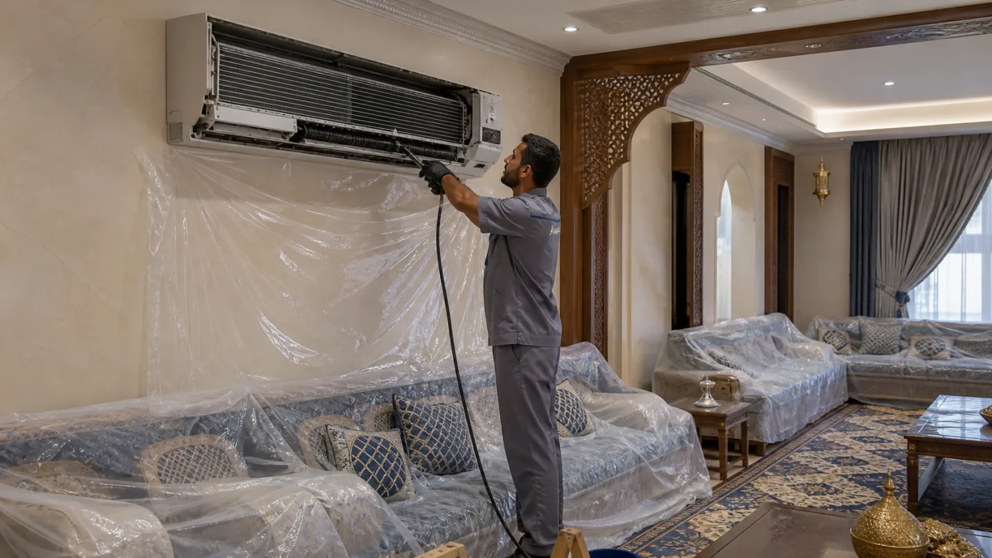 تنظيف وصيانة مكيف أو جنرال دون شعار في مجلس بالرياض